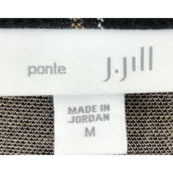 J.Jill Ponte Dress Women Medium Black Open Pane Plaid Short Sleeve Pockets - Picture 7 of 11